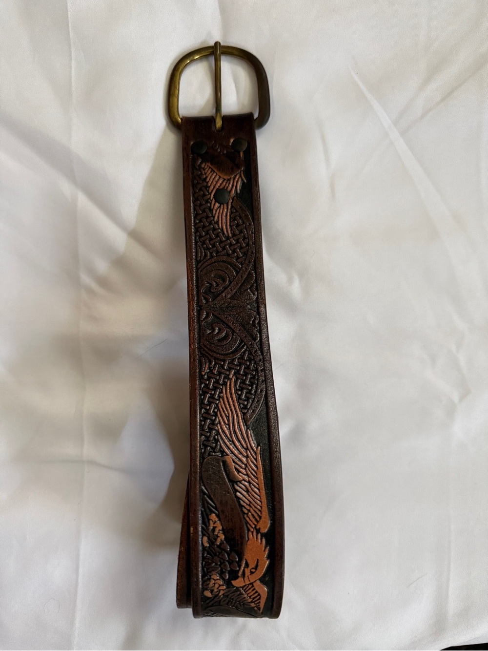 Men’s Wrangler Leather Engraved Eagle Belt